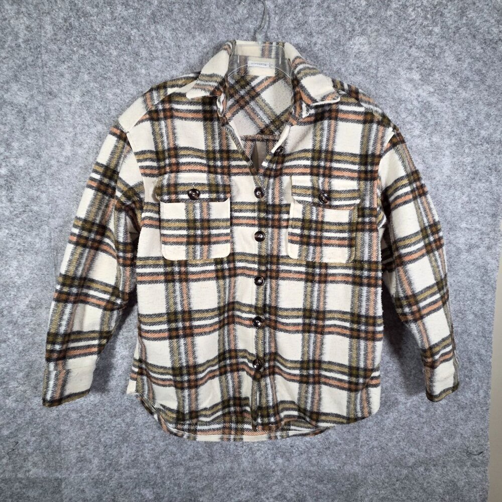 Staccato Women's Button Down Flannel Shirt-Jacket  Plaid Size M